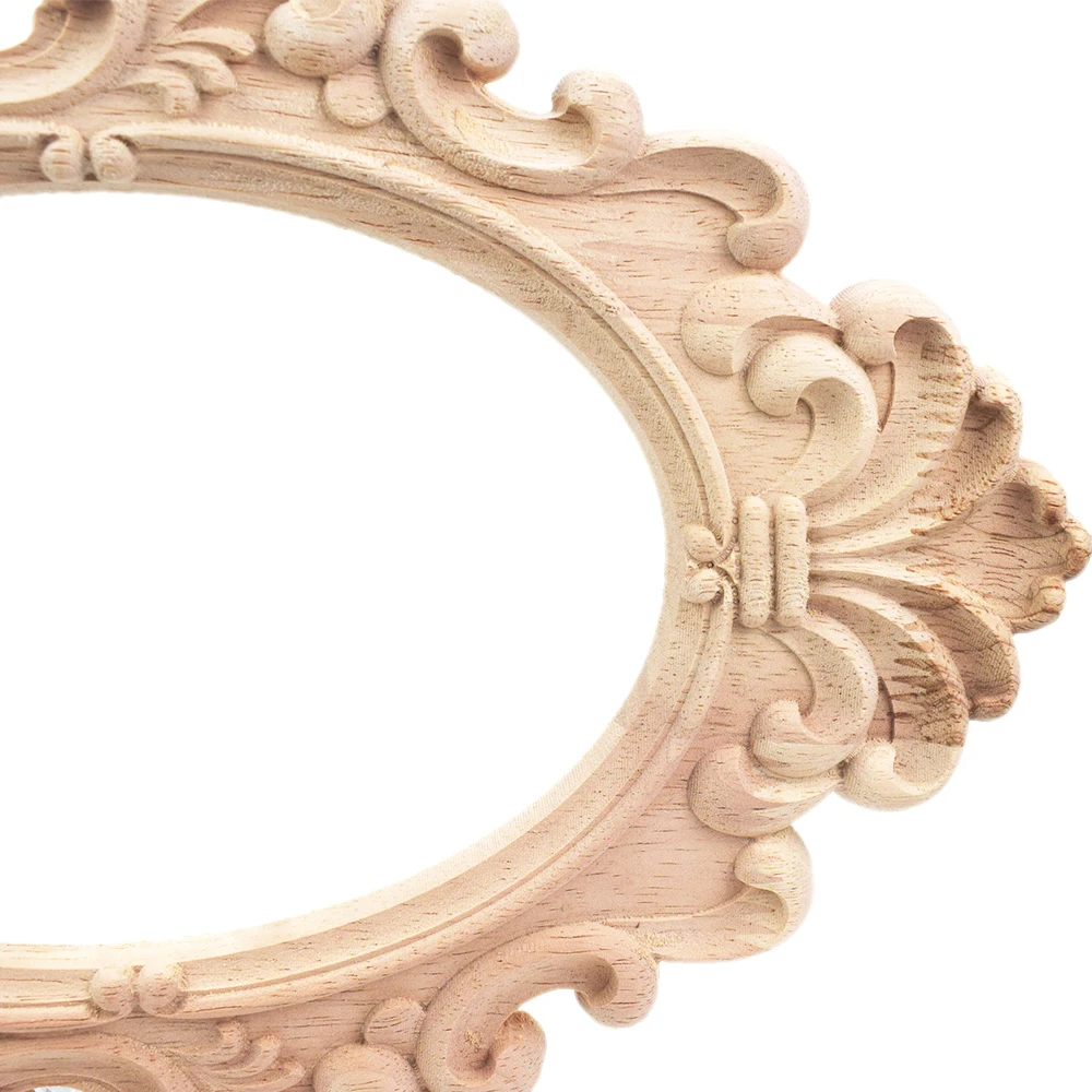 1PC 31*20cm Solid Wood Door Heart Flower Decor Vintage Carved Applique Oval Onlay Woodcarving Decal Hollow Lace Furniture Decor image 5