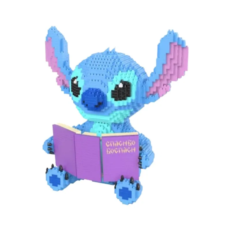Stitch Series Guitar, Reading Posture, Assembly of Building Blocks, 3D Model of Adult and Children's Puzzle Toy Gift Collection