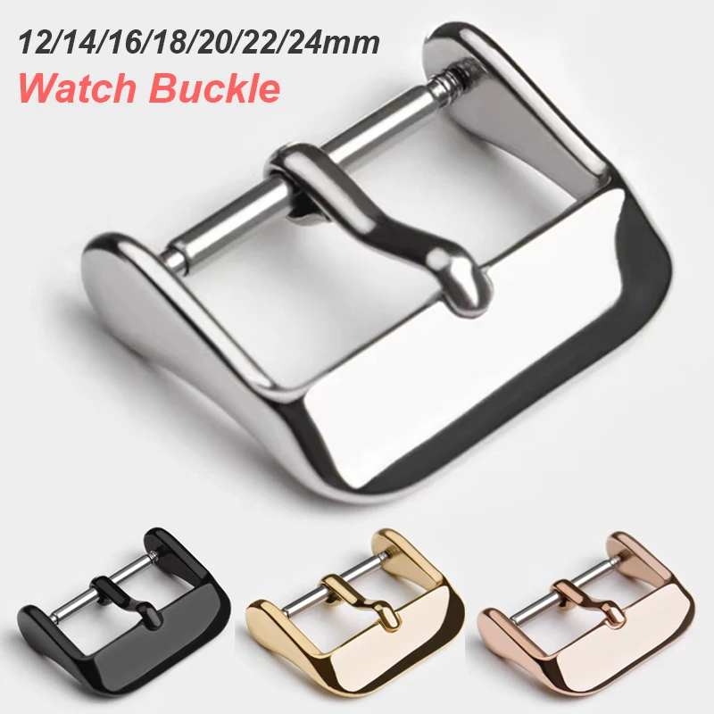 Stainless Steel Watch Buckle Watch Clasp Replacement Metal Buckle for Silicone Watch Strap with Tool 14mm 16mm 18mm 20mm 22mm