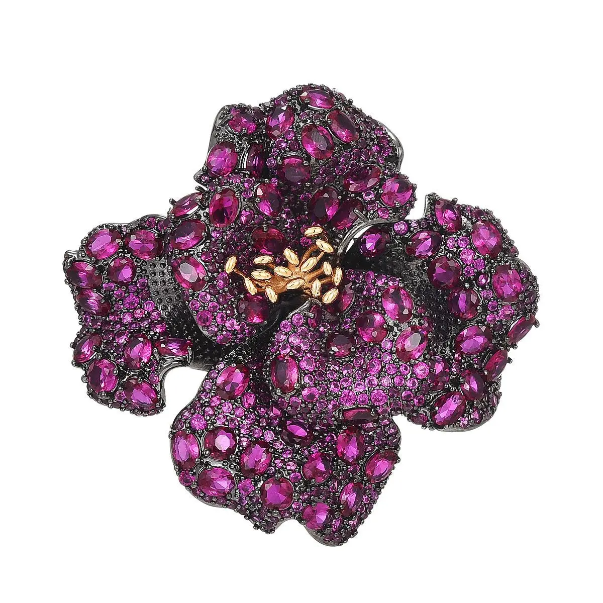 

Beauty Luxury Classic Brass Iris Flower Brooch with Cubic Zirconia Clothing Accessories