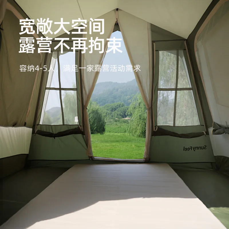 Outdoor Camping One Bedroom One Living Room with Canopy Tent Double-Layer Thickened Camping Overnight Tent