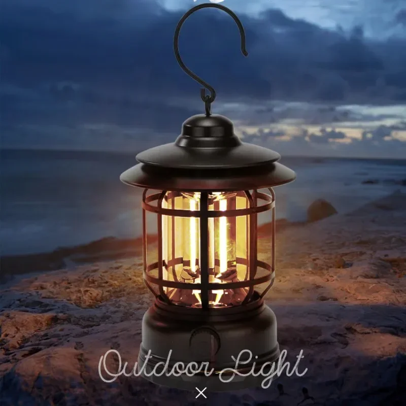 Camping Portable Retro Lantern Vintage Tent Lighting Lantern Decoration Waterproof Outdoor Garden Street Path Lawn Lamp