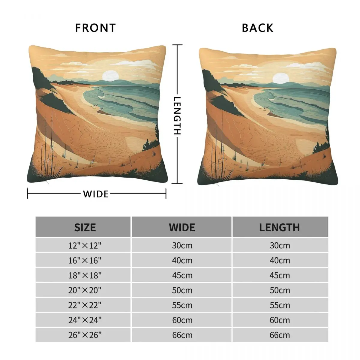 Sleeping Bear Dunes National Lakeshore Michigan Square Pillowcase Polyester Linen Velvet Printed Throw Pillow Home Cushion Cover