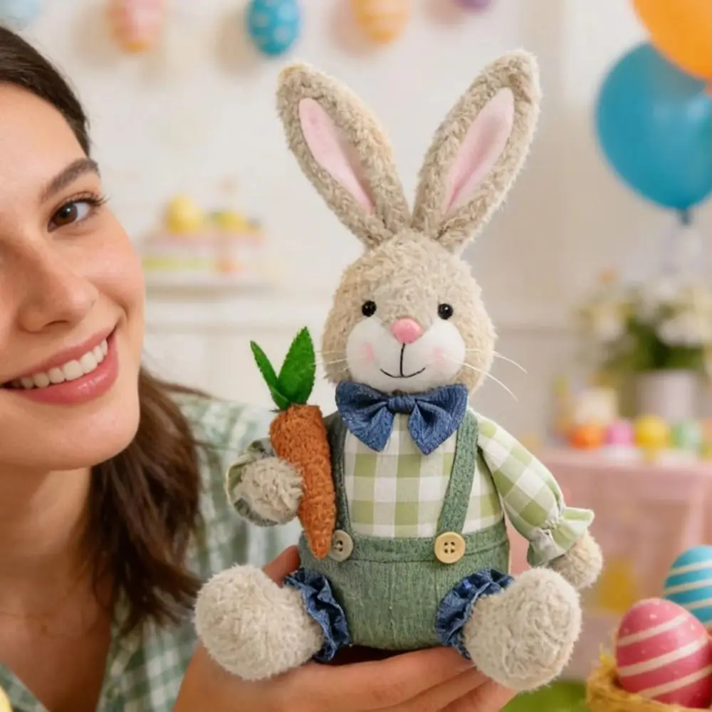 Soft Polyester Build Easter Bunny Sitting Rabbits Adorable Design Simulation Bunny Material Decorative Crafts