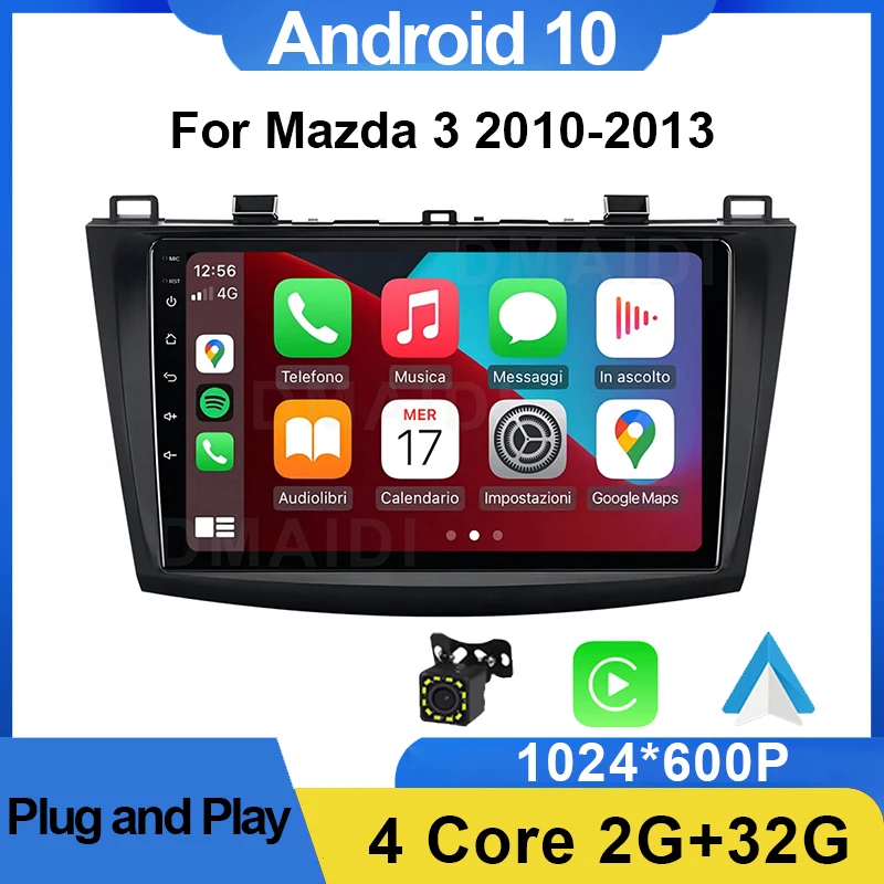 

2Din Android 10 32G Car Radio for Mazda 3 2009 - 2013 Multimedia Video Player 4G WIFI GPS Navigation Carplay Auto DVD Head Unit