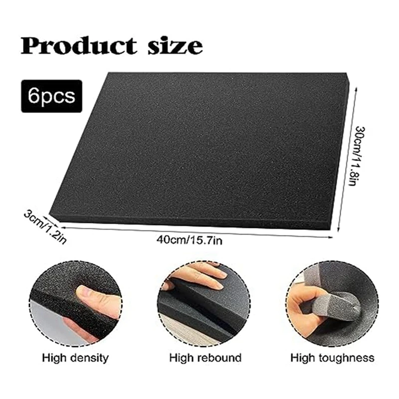 12 PCS Polyurethane Foam Sheets Foam Pads For Case Packaging Toolbox Cuttable Crafts Foam Pads, 40X30x3cm