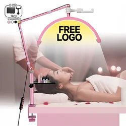 2025 Free Logo 24W 16inch Clamp Desktop Cosmetic Fill LED Eyelash Extension Half Moon Lamp Lashes Studio Light for Beauty Tattoo