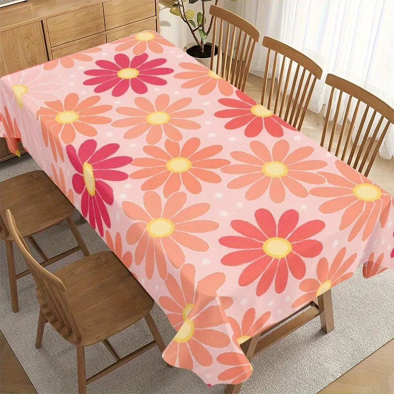 【jit】 1pc Soft, Fashionable and Beautiful 2D Colorful Little Dandelion Pattern Tablecloth, Machine Washable and Easy to Cleanxzj