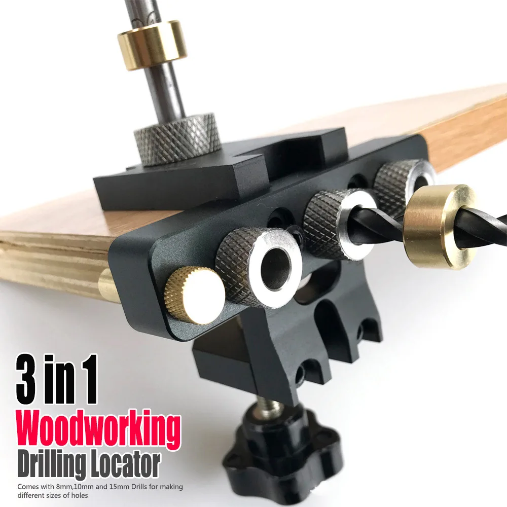 3 In 1 Adjustable Doweling Precision Dowel Cam Jig Master Kit Wood Hole Drilling Guide Woodworking Position for DIY Wood Working