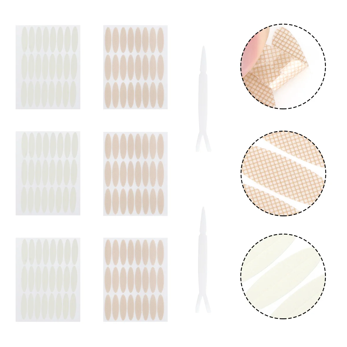 12pcs Double Eyelid Tape Invisible Mesh Fiber Skin Color Eyelid Stickers For Women Natural Look Makeup Tool Included