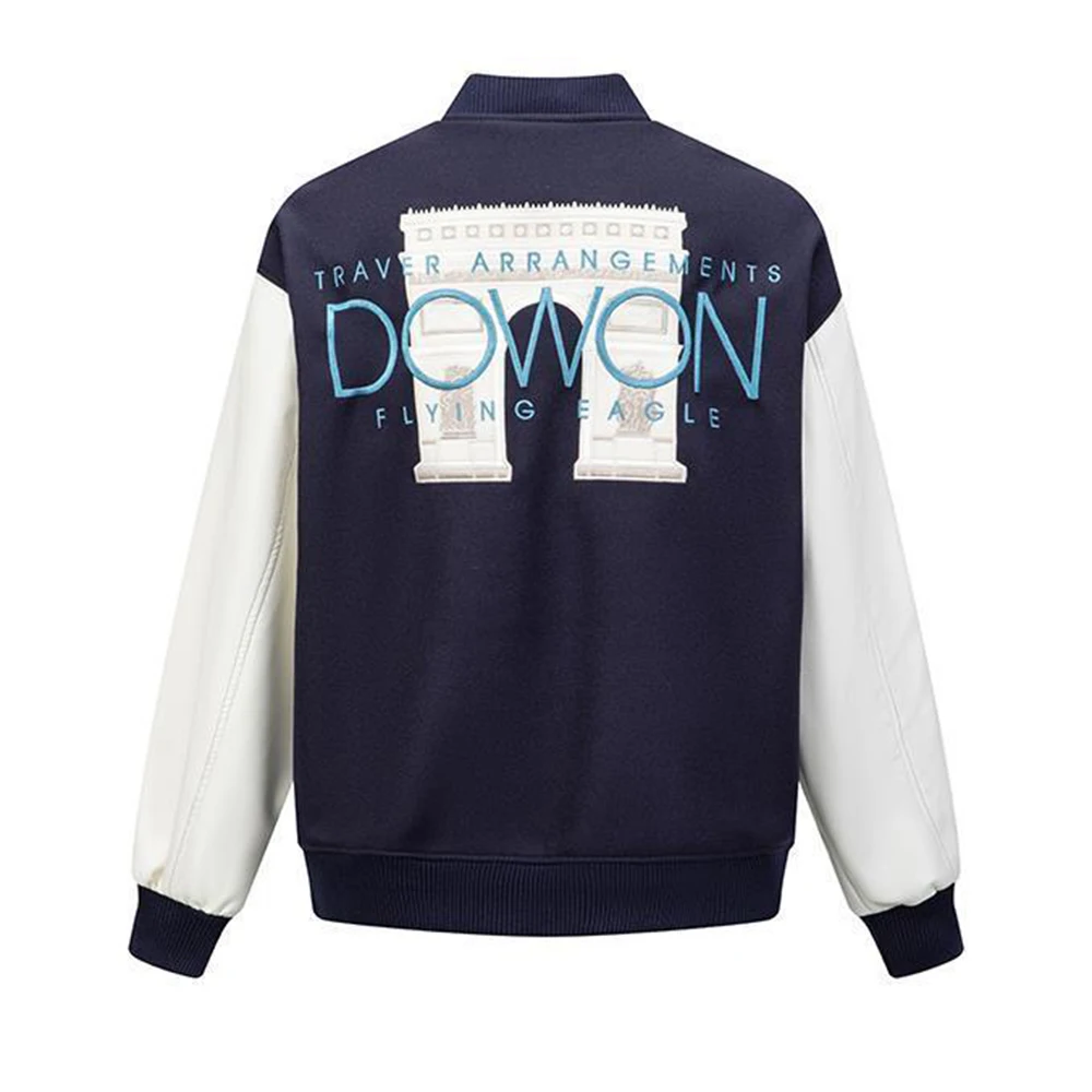 American Street Fashion Trend Castle Embroidery Baseball Uniform Unisex Casual Loose Couple Quilted Thickened Jacket Coat Men