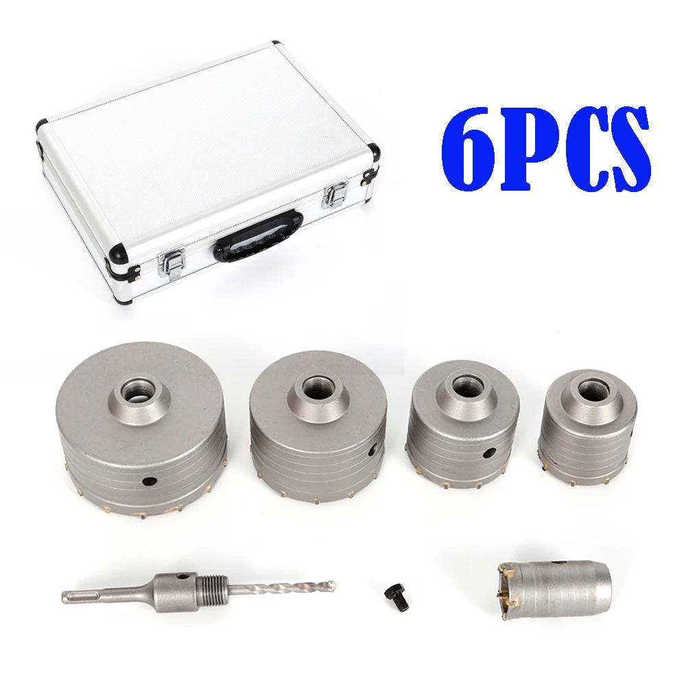 6Pcs Beton Bohrkronen Set Ø 40 / 68 / 80 / 100 / 120 Mm Mit Sds-Plus adapter