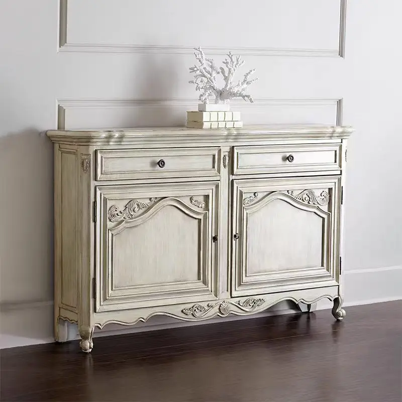 Country Solid Wood TV Cabinet, Vintage Audio-Visual Cabinet for the Living Room