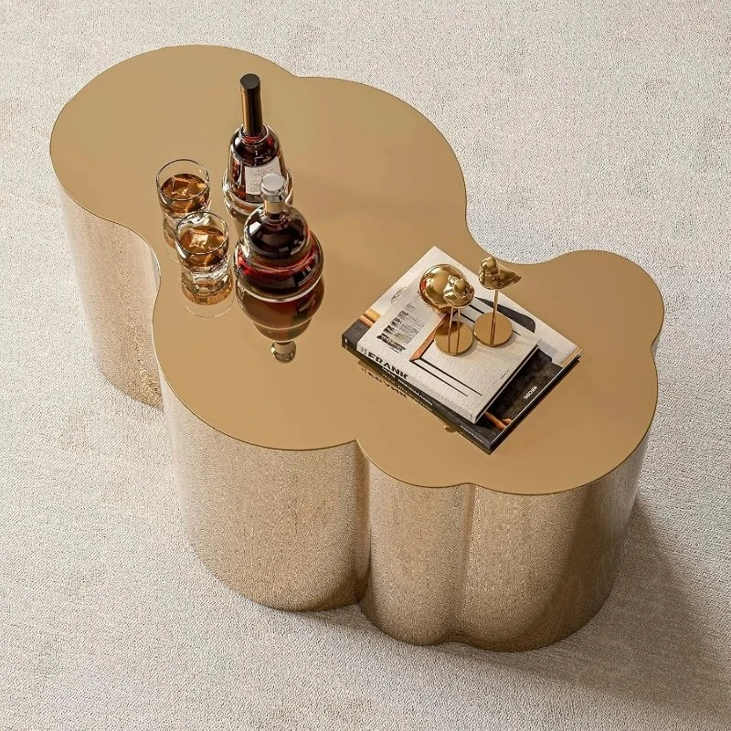 AA Gold Stainless Coffee Table Cloud Design Accent Living Room Bedroom Small, Customized