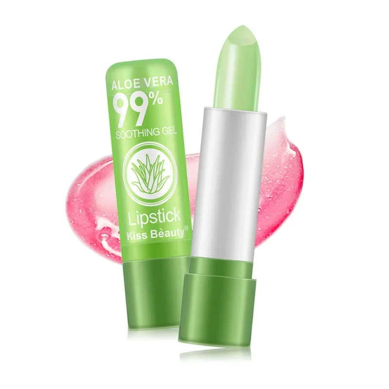 1 Uds. Bálsamo labial hidratante, lápiz labial Natural de Aloe Vera, cambio de Color con la temperatura, lápiz labial de larga duración, maquillaje de protección para el cuidado