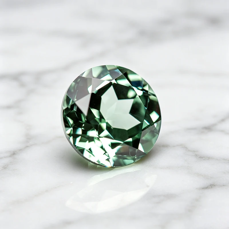 Hochwertiger Labor-Saphir in runder Form, grüner Edelstein für DIY-Schmuck, Ringe, Ohrringe, mit wählbarem Zertifikat – Detail 4