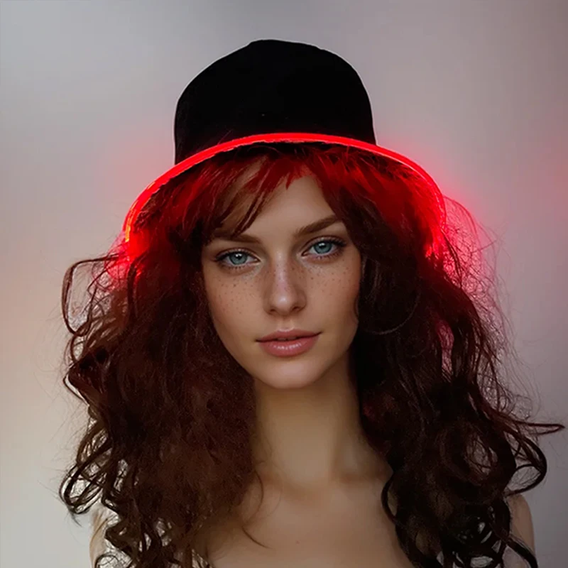 2025 Summer Light Up Bucket Hat LED Glowing Panama Fishmen Cap For Women Men Outdoor Beach Sun Hat Glow Party Supplies view 4