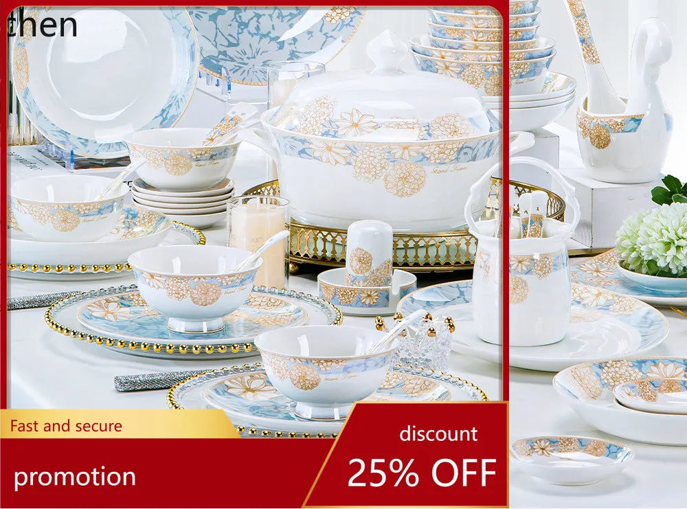 

YFY dinnerware set jingdezhen ceramic bowl and plate set for home use, housewarming gift