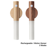 Wooden Motion Sensor Lights Indoor, Magnet Body Hallway Rechargeable LED Wireless Rechargeable Battery Operated Wall Sconce