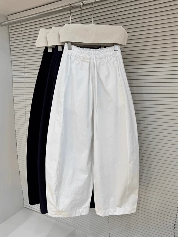 Extra Large Size Men's Quick Dry Wide Leg Casual Pants Thin Style Summer Slimming Nine Points Elastic Waist Bend Knife Pants