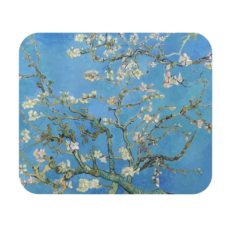 

Blue almond flower mousepad rectangular desk met office and gamer desktop decoration high-definition printed PC accessories