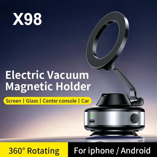 Soporte para teléfono de coche con ventosa de vacío eléctrica X98, soporte plegable magnético fuerte con rotación de 360 para iphone 12-16 Pro Xiaomi Samsung
