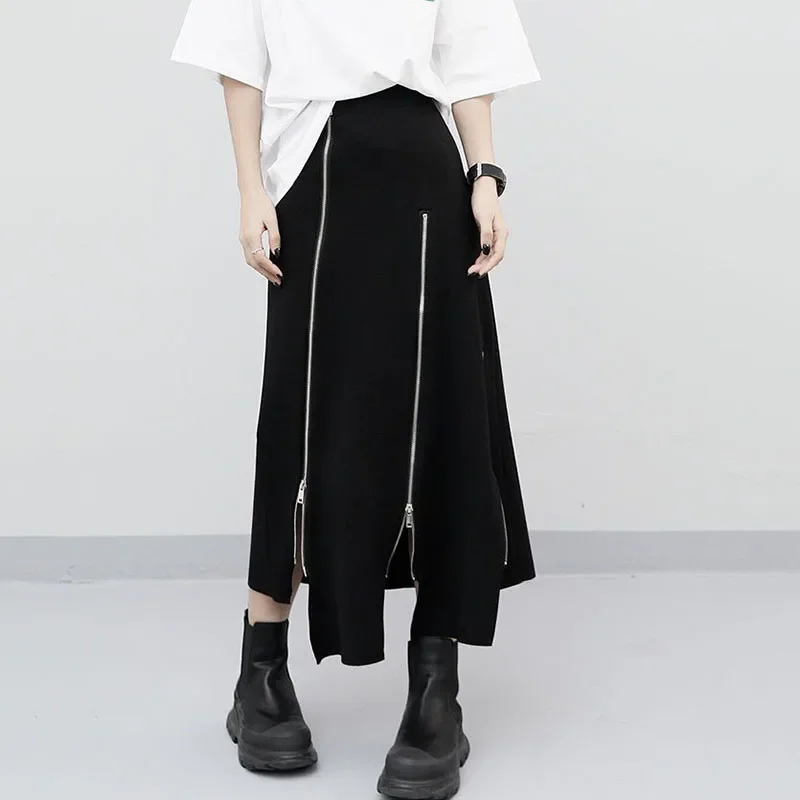 Women High Waist Skirts Harajuku Punk Style Zipper Skirt Pants for Women Gothic Black Hip Hop Skirts Female Streetwear ZT637