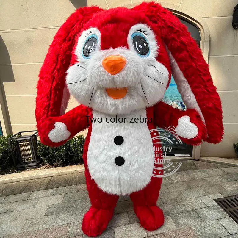 2.6m Red Easter Rabbit Cosplay Costume Funny Role Play Full Body Inflatable Garment Mascot Set Use Party Anniversary Wedding