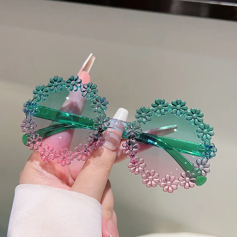 GM LUMIAS Flower Shaped Sunglasses for Girls 2025 Stylish Multi-color Decor Shades Kids Ins Trendy New Cute Children Sun Glasses