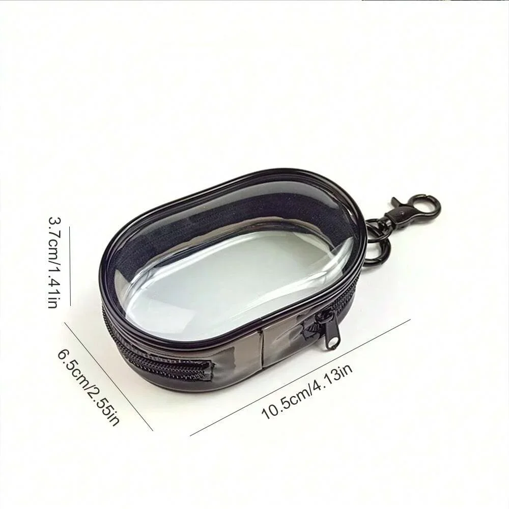 Mini Clear Zipper Pouch with Keychain, Portable Storage Bag for Headphones Charger Data Cable, Travel Daily Organizer