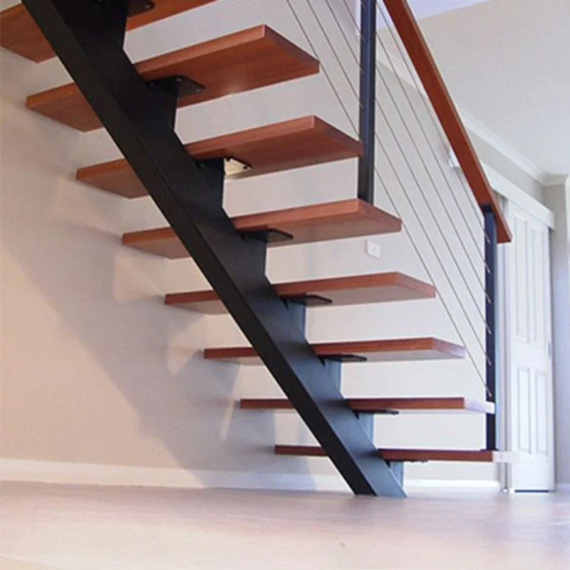 Stairs with stainless steel handrails and plastic steps