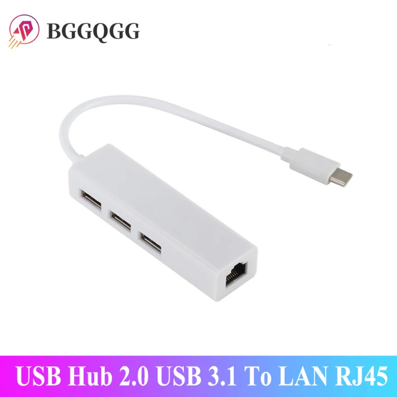 USB Ethernet with 3 Port USB HUB 2.0 RJ45 Lan Network Card USB To Ethernet Adapter for Mac IOS Android PC USB 2.0 HUB