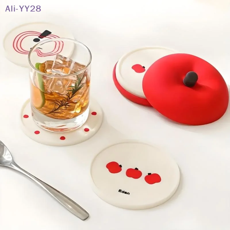 【YY28】5Pcs Cute Fruit Shape Silicone Coasters Funny Cartoon Bowl Mat Glass Coffee Cup Insulated Coaster Home Table Decoration