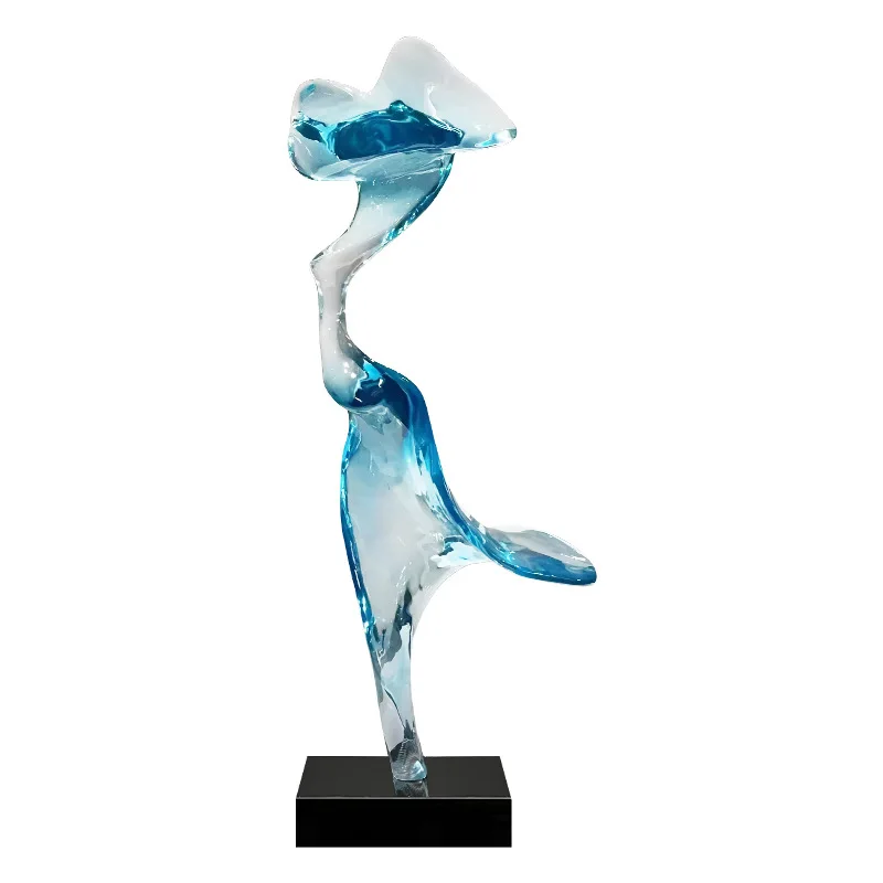 Modern abstract living room, entrance soft decoration resin, floor-to-ceiling transparent sculpture ornament