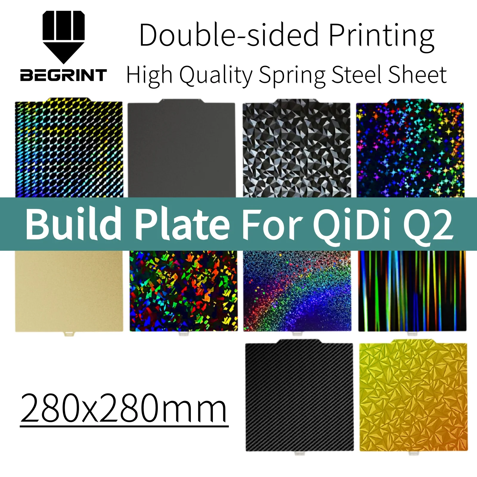 Build Plate For QIDI Q2 PEI PEO PET Carbon Fiber 280x280mm Spring Steel Sheet Smooth For QIDIQ2 Heat Bed 3D Printing Parts