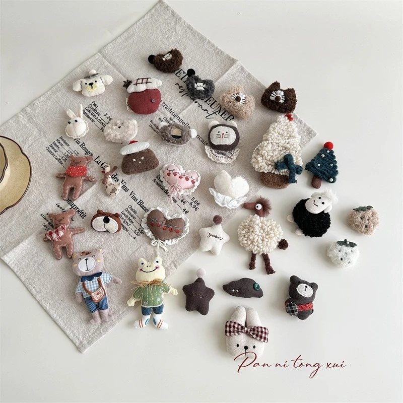 Fabric Animal Bag Charm Keychain Plush Doll DIY Handmade Hat Bag Hanging Brooch Accessory Cute Lightweight Soft Mini Party Gift