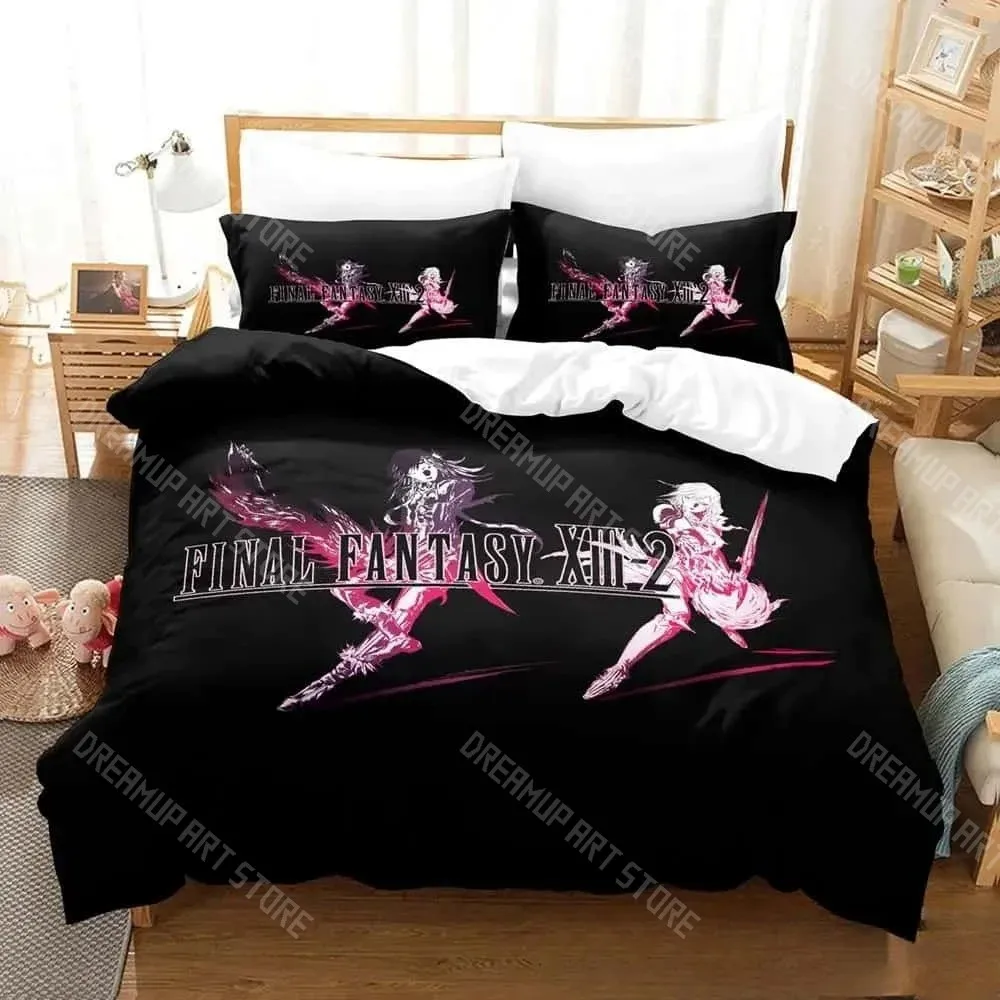3D Printed FINAL FANTASY XIII-2 Anime Game Bedding Set for Boys Girls Duvet Cover Twin Queen King Full Single Double Sizes