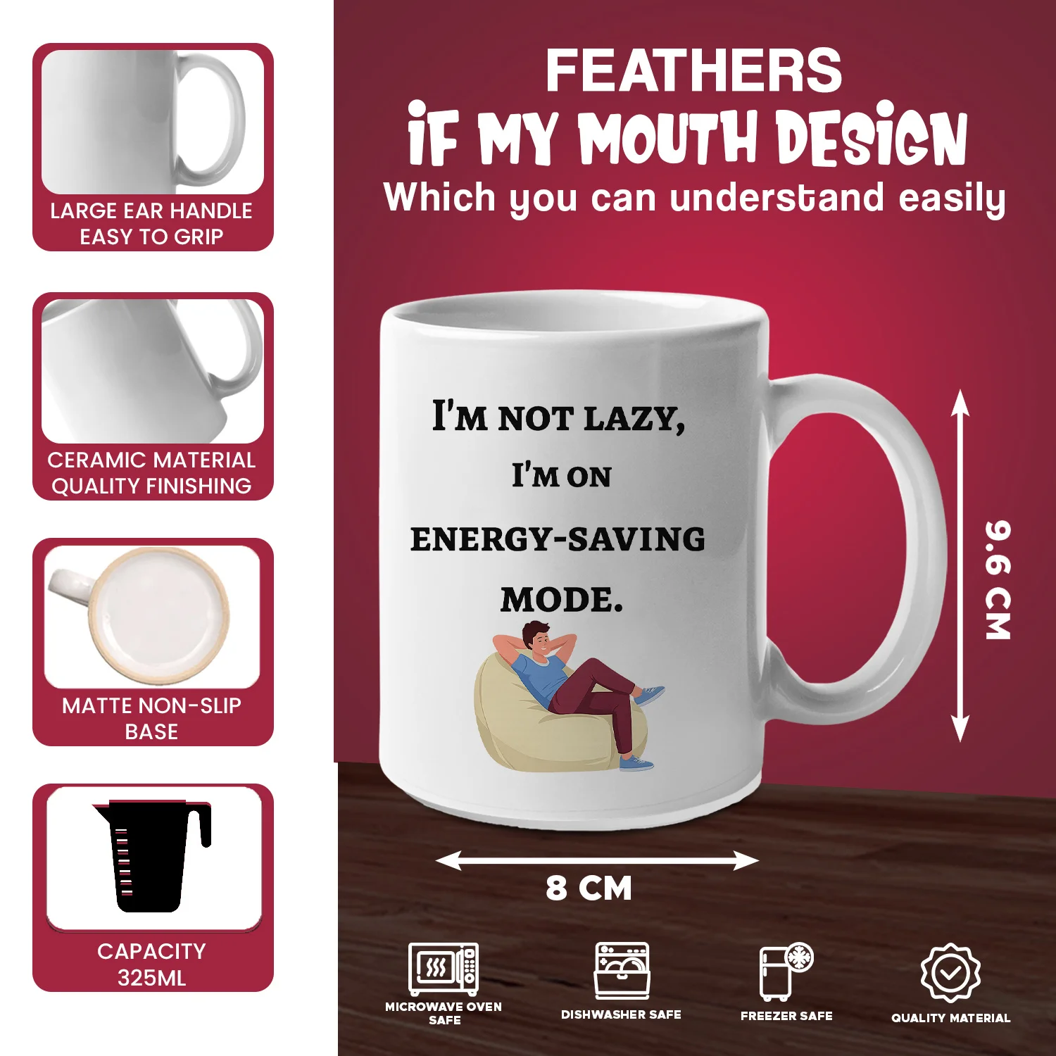 Funny Coffee Mug Im Not Lazy Im On Energy Saving Mode Humorous Ceramic Cup Witty Quote Novelty Gift for Coworkers Friends Office Desk Decor Sassy Mug Birthday Gag Gift Idea Relaxing Tea Mug Statement Drinkware for Men and Women