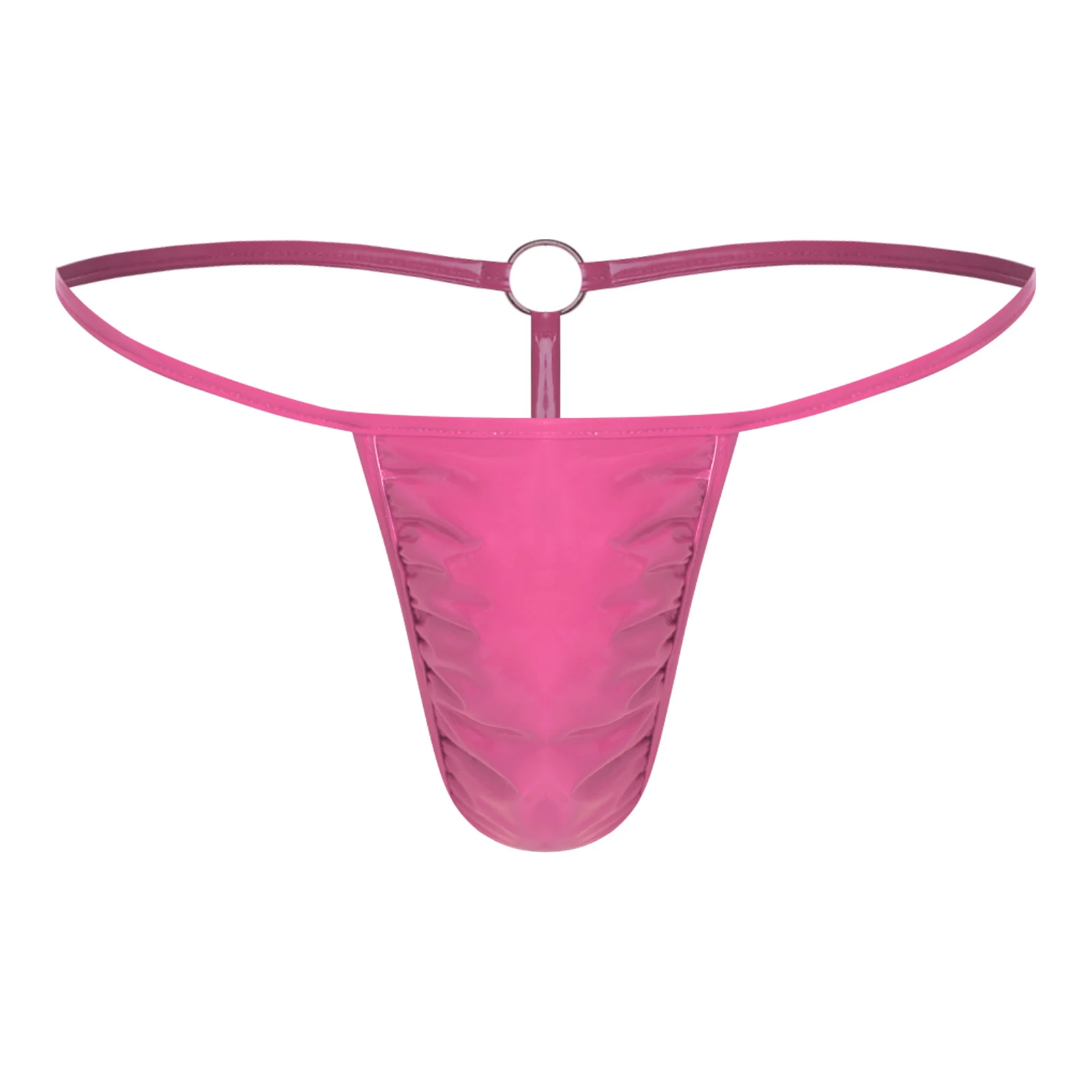 

Mens Adult Glossy Thongs Spaghetti Waistband Bulge Pouch O-ring T-back G-string Briefs Fancy Underwear for Couple Dating Night