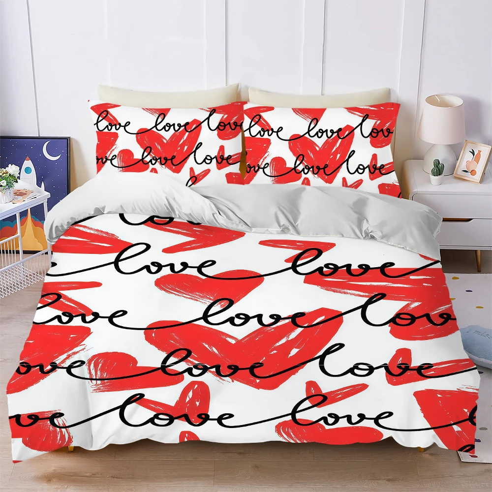 Vintage-style Heart Duvet Cover Set Home Style Bedding Soft Laundry Cotton Bed 3 Piece Set Student Dormitory Gift