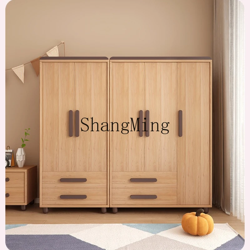 

ZYY bedroom home log all solid wood modern simple double door three door four door wardrobe