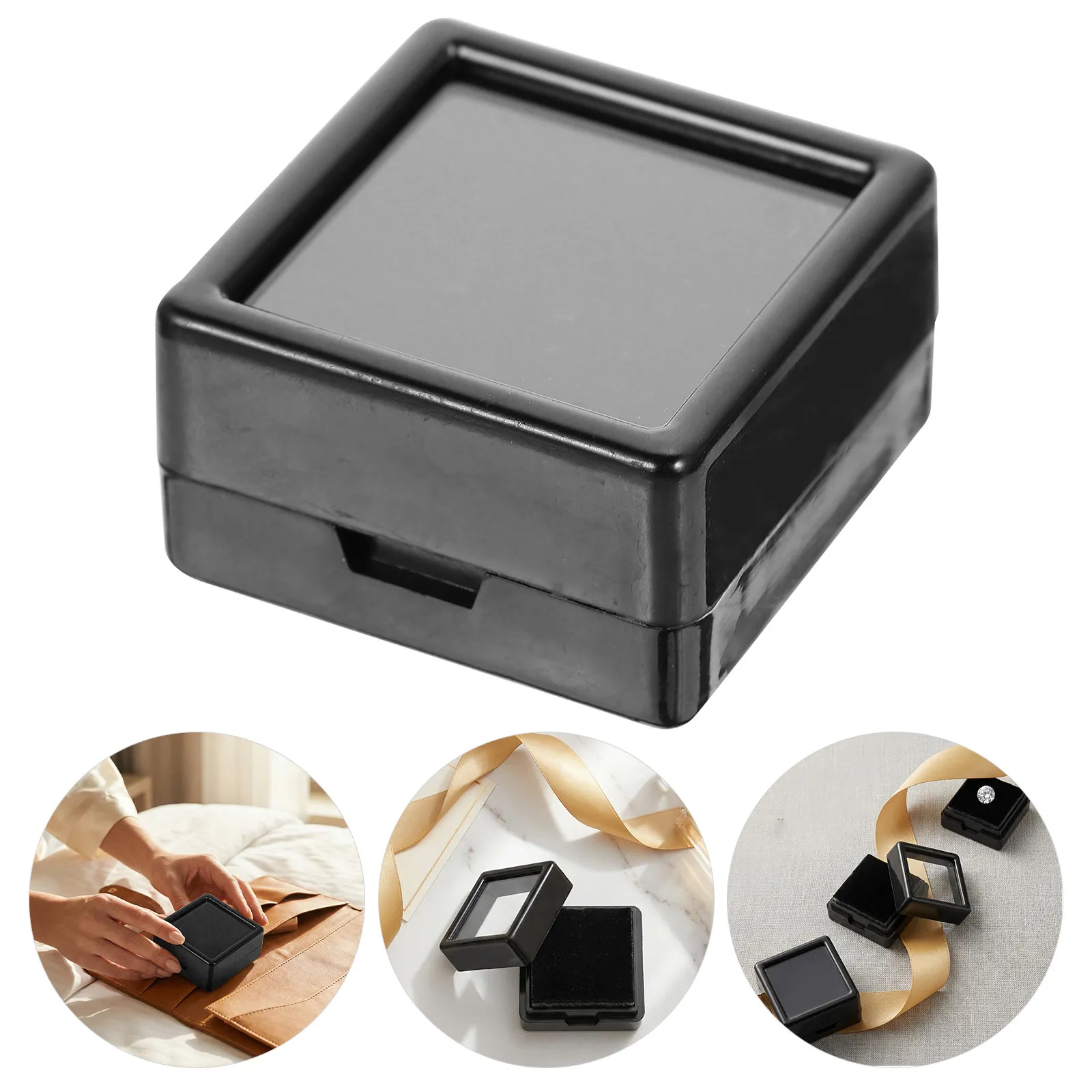 12Pcs Gemstone Display Boxes Organizer Case Jewelry Storage Protective Scratch Free Travel Collectors Gem Ring Show