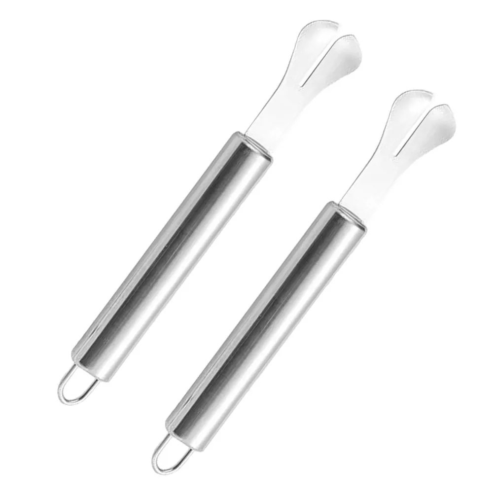 2Pcs Poultry Intestine Opening Cutter Stainless Steel Bowel Opener with Oil Scraping Groove for Chicken Duck Goose Gutting