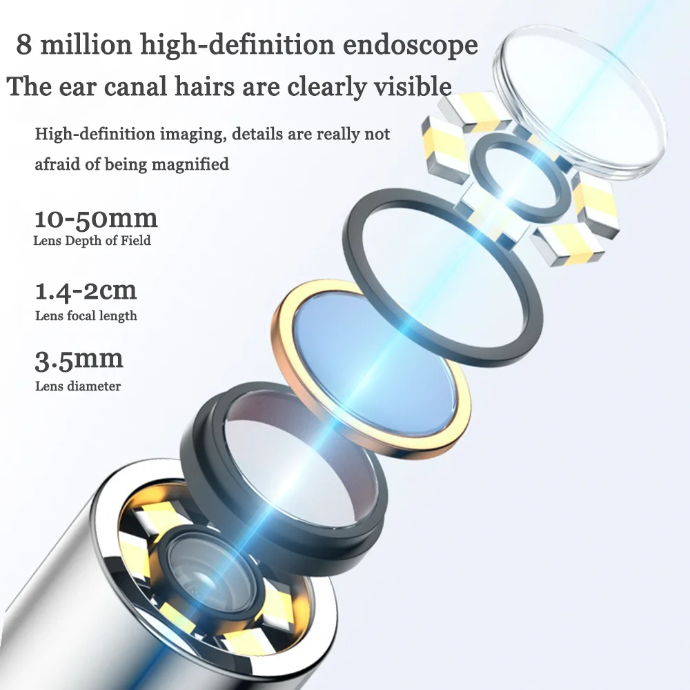 كاميرا منظار الأذن اللاسلكية الصغيرة الذكية، تطبيق منظف الأذن، مزامنة في الوقت الحقيقي، أداة إزالة شمع الأذن، الرعاية الصحية لقناة الأذن