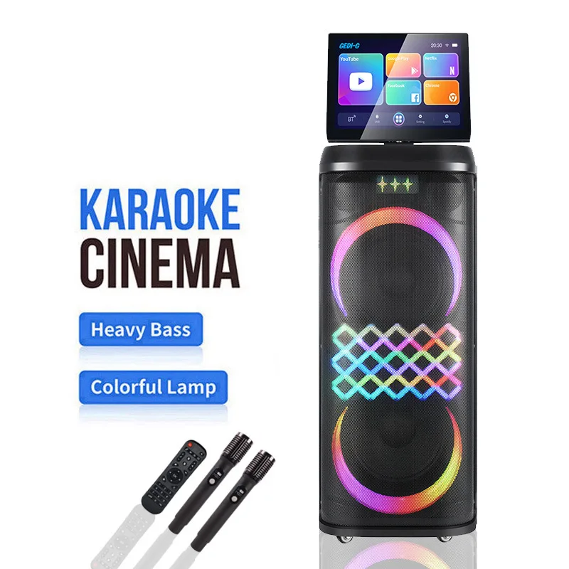 

GD-1425 Новый видеоплеер, беспроводной аудиокомплект для караоке на мобильном телефоне, полный комплект портативных уличных колонок, колонки для танцев на площади