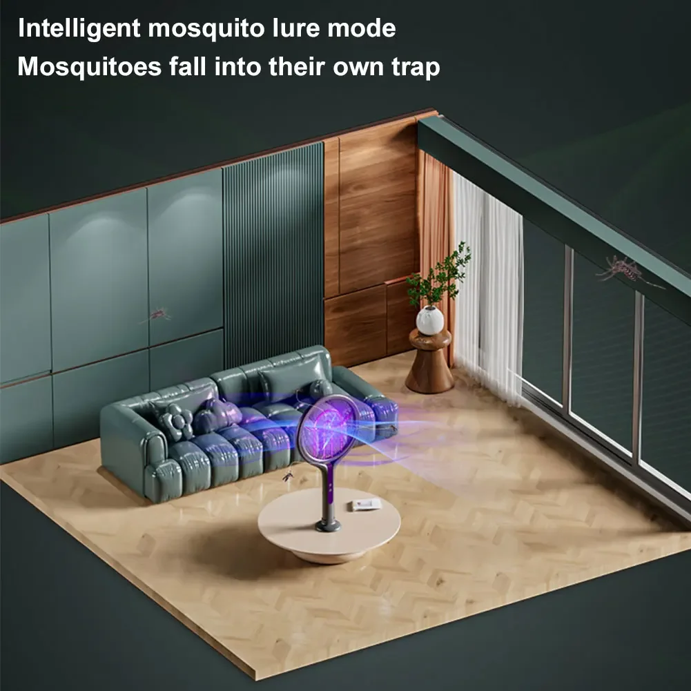 1200mAh Mosquito Killer Rechargeable Electric Fly Swatter Rotating Head Anti-Mosquito Racket With Fly Trap Lamp Insect Catcher
