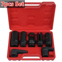 3/5/7pcs Universal O2 Oxygen Lambda Sensor Socket 6 Point Wrench Tool Remover Installer Set Box Oxygen Sensor Removing Tool Kit