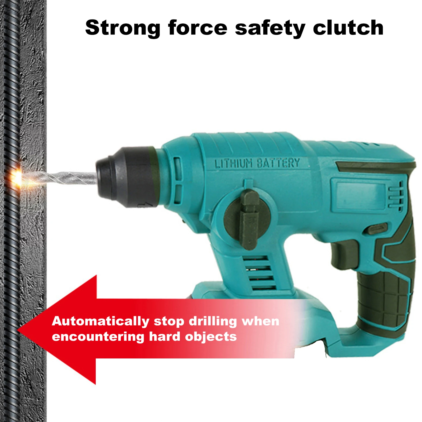 4500 rpm Cordless Hammer Electric Hammer Variable Speed Concrete Demolition Hammer Compatible with Makita 18V Battery