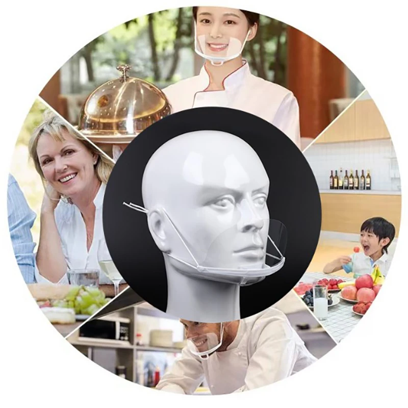 10-pack Transparent Plastic Food Service Protective Face Shields, Chef and Waiter Face Shields, Reusable Splash-Proof Shields