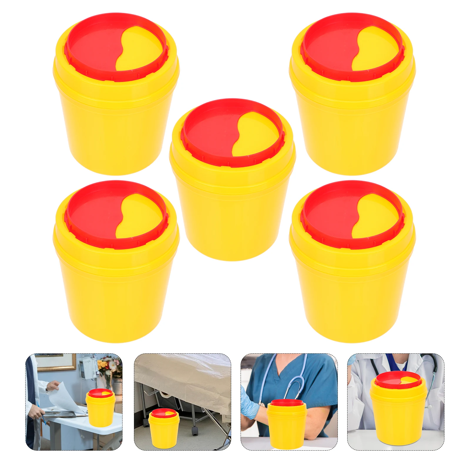 

5pcs Sharp Box Medical Waste Disposable Hospital Trash Cans Clinic Blades Holders Syringe Needle Safe Self Sealing Sturdy